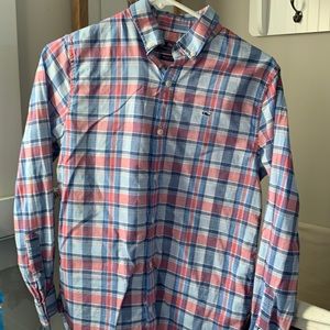 Vineyard Vines Red and Blue Plaid Button Down Shirt